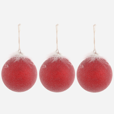 3-pcs Christmas Balls With Feather