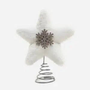 Christmas Furry Star Tree Topper - White