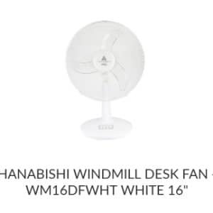 Hanabishi Desk Fan/White 16"