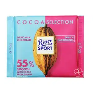 Ritter Sport Cocoa Selection 55% Smooth Dark Milk Chocolate from Ghana 100g
