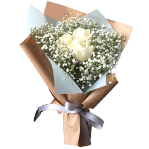 3 Pcs. White Color Roses in Bouquet