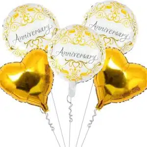White & Gold Anniversary Balloon