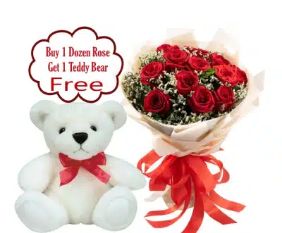Rose Bouquet With Free Teddy Bear
