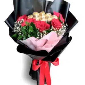 6 Red Roses and 8pcs Ferrero Rocher