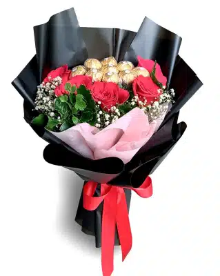 6 Red Roses and 8pcs Ferrero Rocher