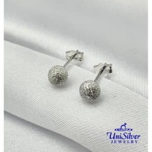 Sanblasted Finish Ball Earring Stud (LE420)
