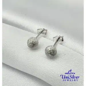 Sanblasted Finish Ball Earring Stud (LE420)