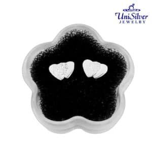 Overlapped flat heart Earrings stud (LE419-2001)