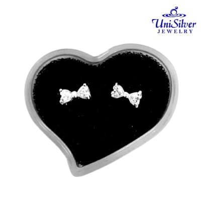 Tiny Heart-ribbon Earring Stud (ES761-1001)