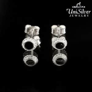 Round Black Enamel Earring Stud (ES294-3001)