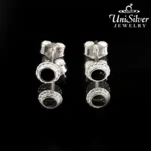 Round Black Enamel Earring Stud (ES294-3001)