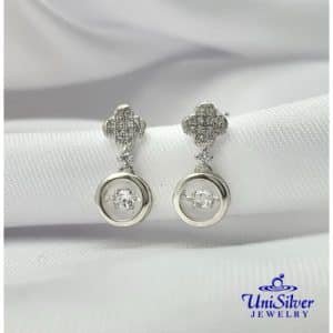 Clover Stud & Circle Drop Earring