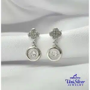 Clover Stud & Circle Drop Earring