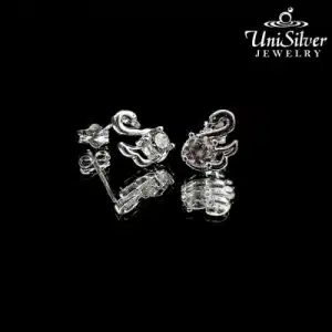 Swan Earring Stud with CZ Stone (ES499-1001)