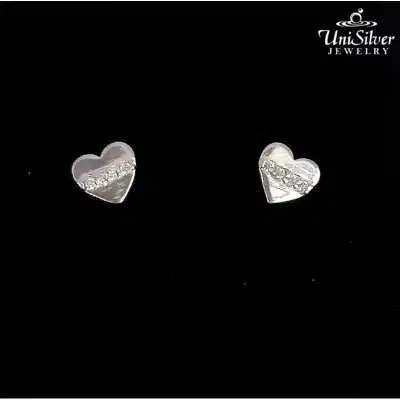 Heart Earring Studs with Stones (ES758-1001)