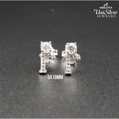 Letter F Initial Earring Stud (ES673-1006)