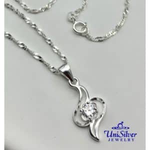 Elegant Swirl With Cz Stone Pendant Necklace (NPS152-1155)