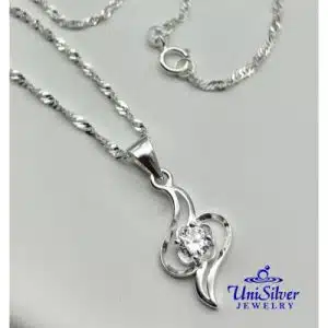Elegant Swirl With Cz Stone Pendant Necklace (NPS152-1155)