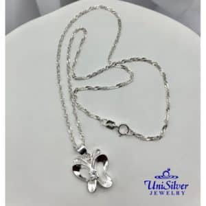 Butterfly With Stone Pendant Necklace