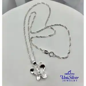 Butterfly With Stone Pendant Necklace