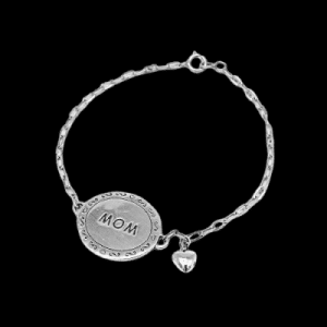 MOM and Puff Heart Charms Bracelet with Cheval Chain
