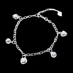 Puff Hearts and Balls in Rolo Chain Bracelet