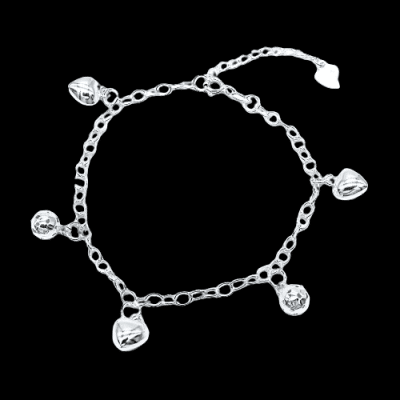 Puff Hearts and Balls in Rolo Chain Bracelet