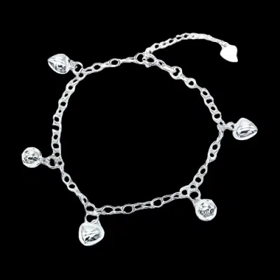 Puff Hearts and Balls in Rolo Chain Bracelet