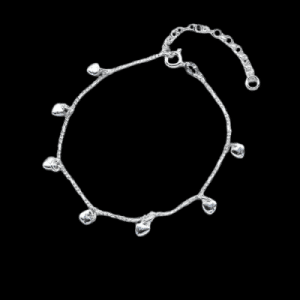 Figaro Chain Bracelet with 7 Small Dangling Heart