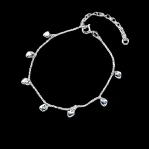 Figaro Chain Bracelet with 7 Small Dangling Heart