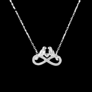 Hatty Infinity Love Birds Silver Necklace For Women