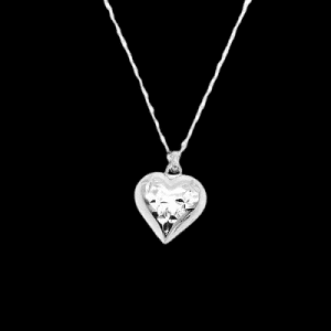 Puff Heart with Cross Diamond Cut Cable Chain Necklace