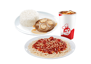 Jolly Spaghetti w/ Burger Steak & Drink