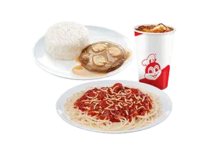 Jolly Spaghetti w/ Burger Steak & Drink