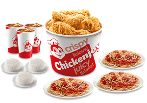 6 - pc. Chickenjoy w/ Rice, Jolly Spaghetti & Drinks