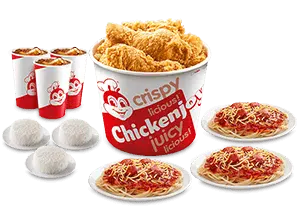 6 - pc. Chickenjoy w/ Rice, Jolly Spaghetti & Drinks