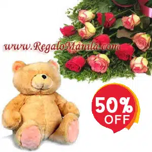 Rose Bouquet and Teddy