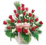 24 Red Roses in a Basket