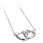 Double Interlocking Connected Open Hearts Necklace