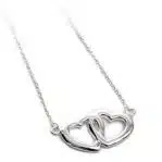Double Interlocking Connected Open Hearts Necklace
