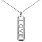 Sterling Silver Love Open Bar Charm Pendant