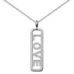 Sterling Silver Love Open Bar Charm Pendant