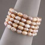 5 Row 8-9mm Fresh Water Pink Pearl Bracelet