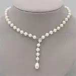 White Freshwater Pearl & Sterling Lariat Necklace