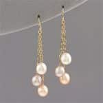 Peach, & Lavender Pearl Dangle Earrings
