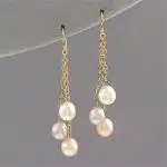 Peach, & Lavender Pearl Dangle Earrings