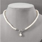 Sterling Silver Pearl & Marcasite Necklace