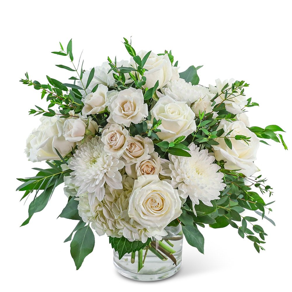 mixed white flower in vase