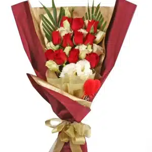 red rose with White carnation