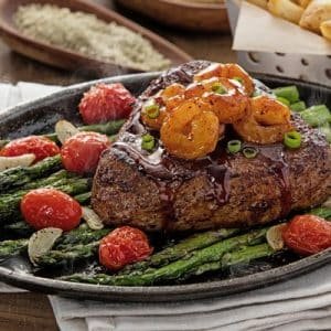 Sizzling Honey Chipotle Shrimp and Sirloin